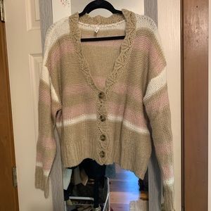 Striped Button Up Cardigan Sweater